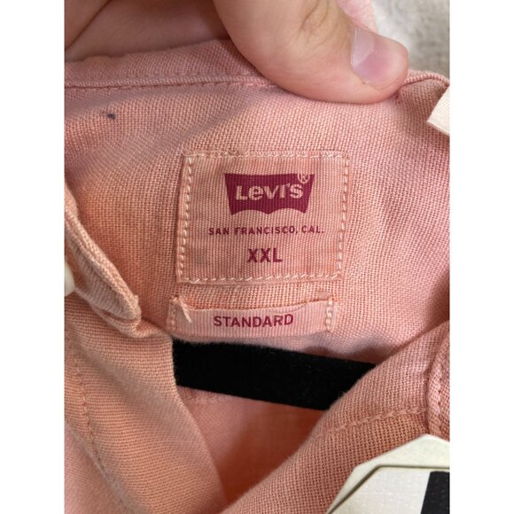 NWT‎ Levi's Mens Pink Button-Up Shirt XXL Cotton Blend collared short sleeve - Picture 3 of 7